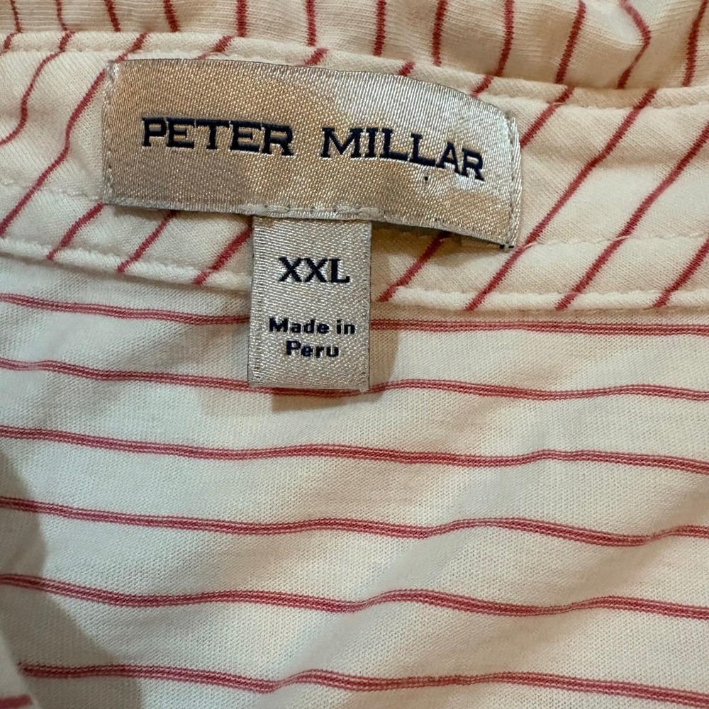 Peter Millar Mens XXL Polo Shirt White Red Striped 100% Pima Cotton Short Sleeve - Picture 5 of 8